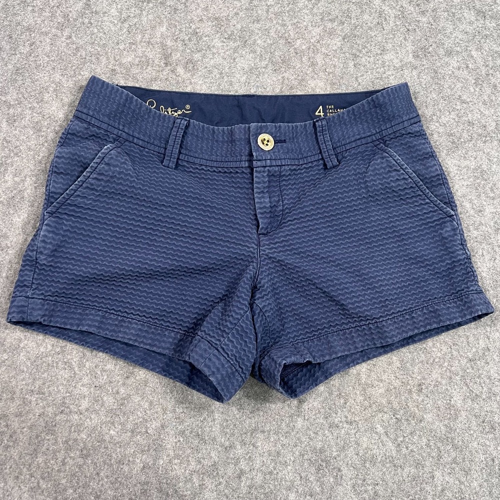 Lilly Pulitzer Navy Blue Textured The Callahan Chino Shorts Women's Size 4